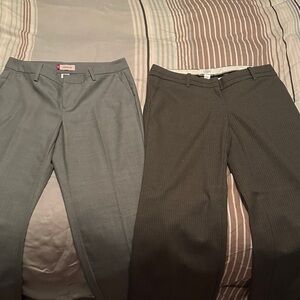 Gap Straight Leg Dress Pants in Light Gray and LOFT Charcoal Pinstripe